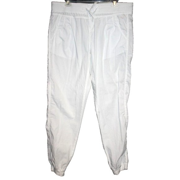 Jogger Cargo Pants Women's Size Large L Drawstring Cuff Elastic Waist White NEW - Picture 1 of 2